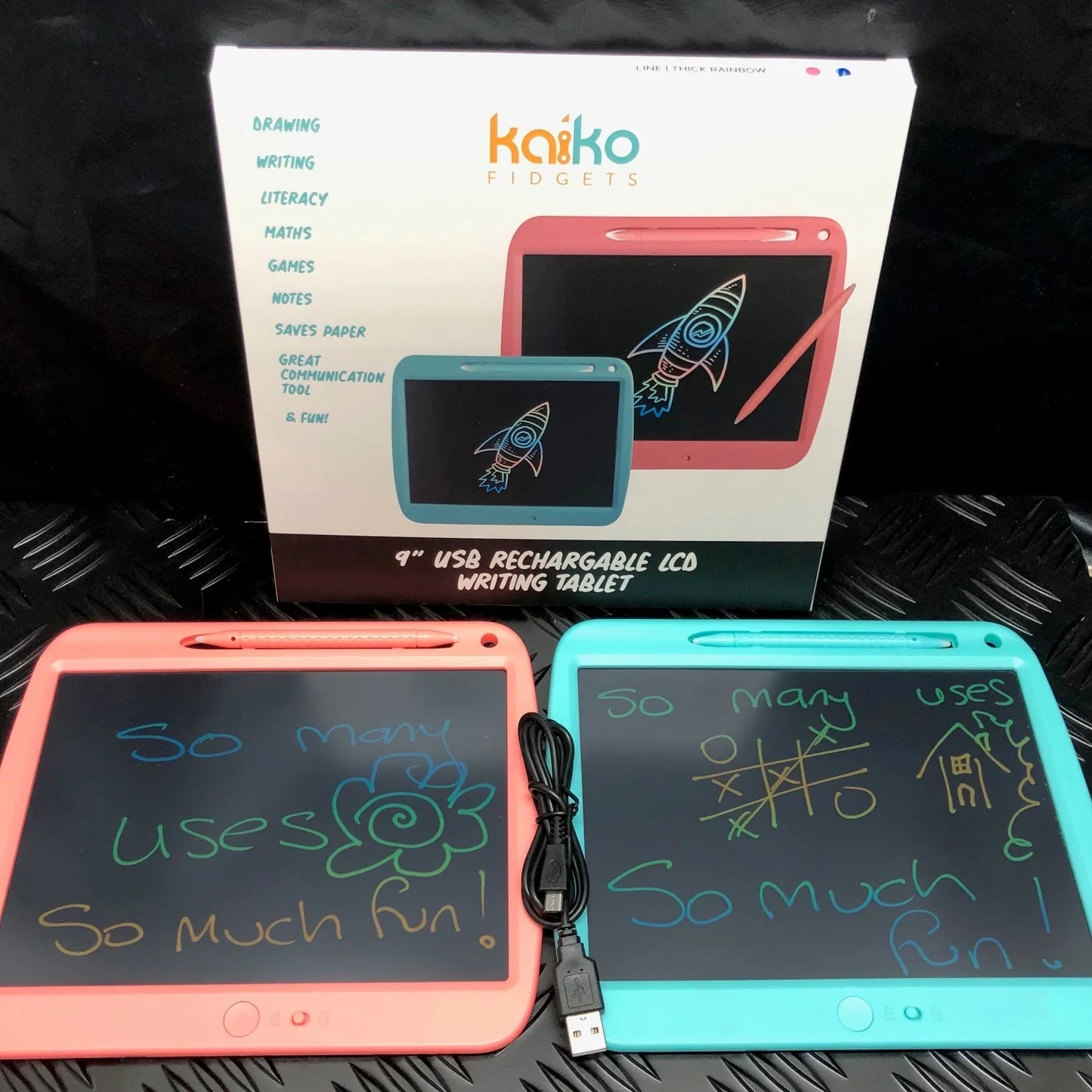 LCD Board in Blue or Pink (9" with USB charging)